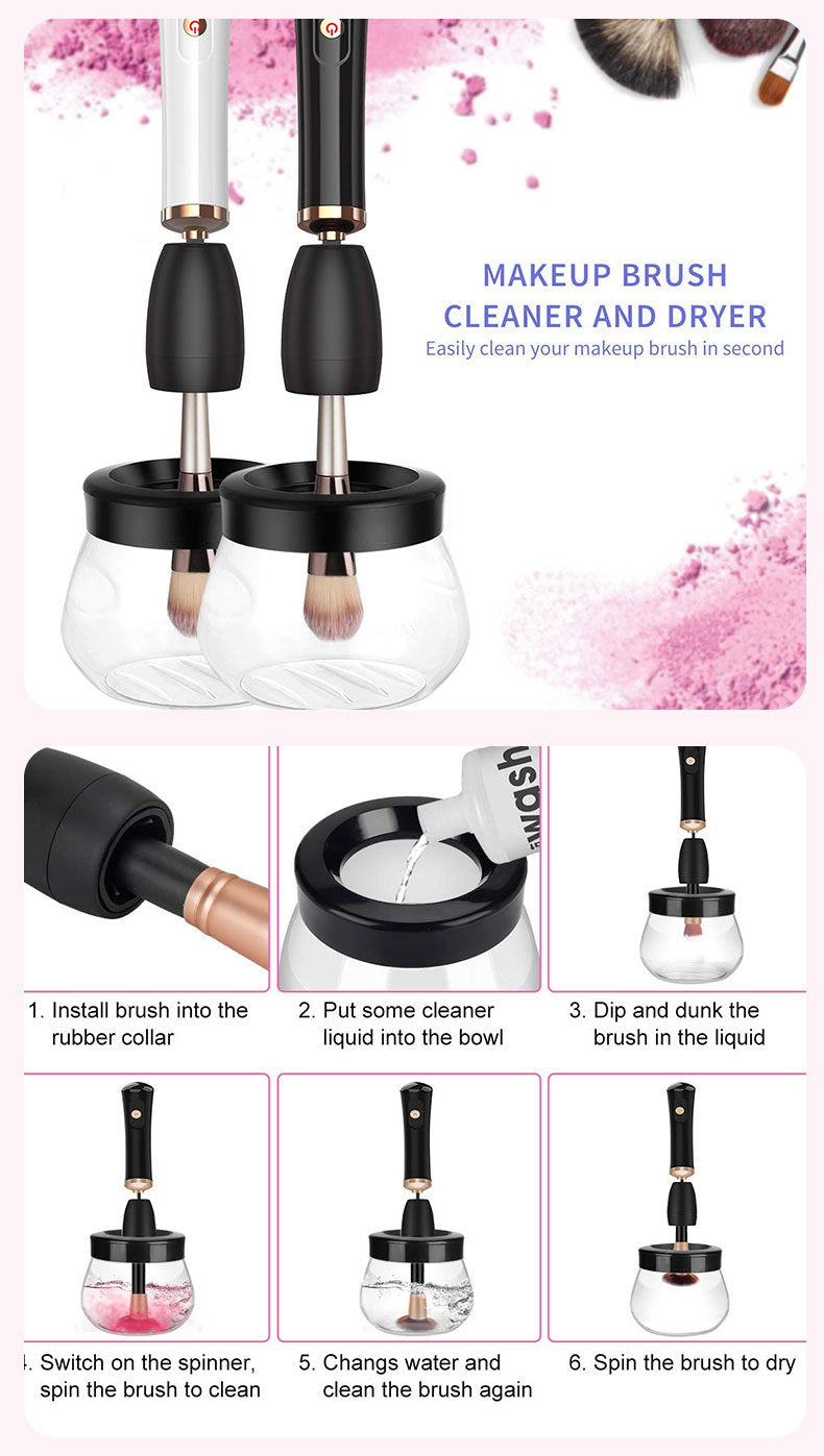 Close up of electric makeup brush cleaner machine