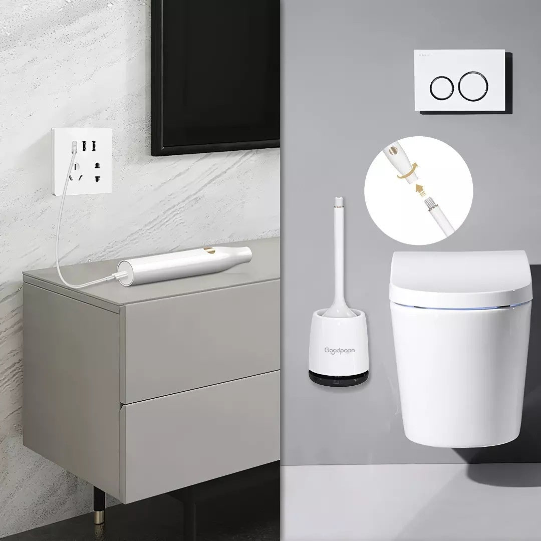 Close-up rechargeable electric toilet scrubber