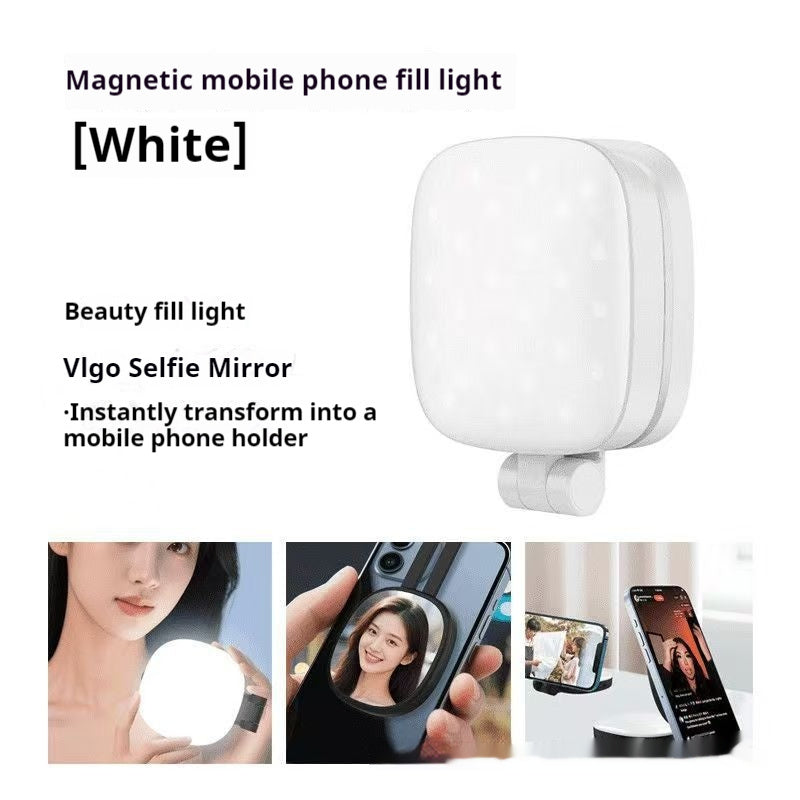 Portable magnetic LED phone light for selfies and photography