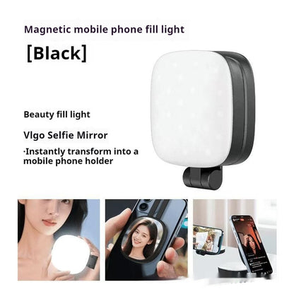 Portable magnetic LED phone light for selfies and photography